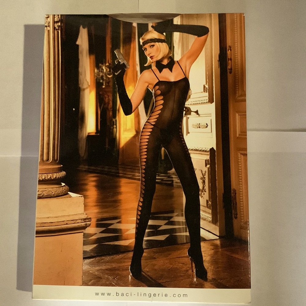 SENSUOUS Super sexy jacquard black body stocking from baci-lingerie.com.